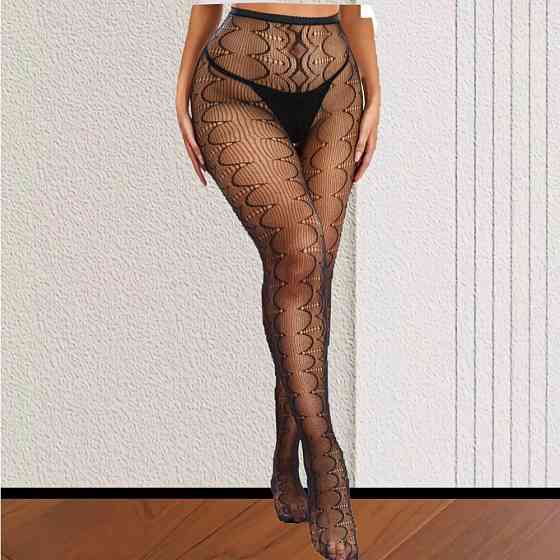 Колготки жіночі в сітку з геометричним малюнком one size чорний Київ