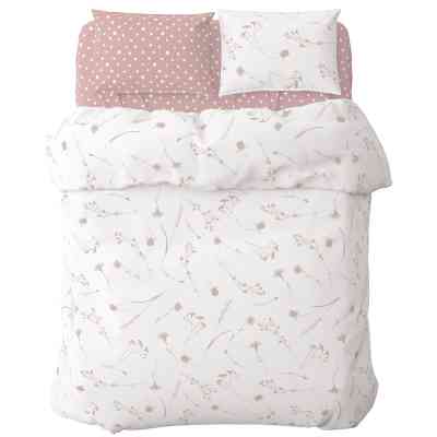 Постельное белье Home Line Васильки/горох розово-лиловый на белом, бязь, полуторный (178709) Винница