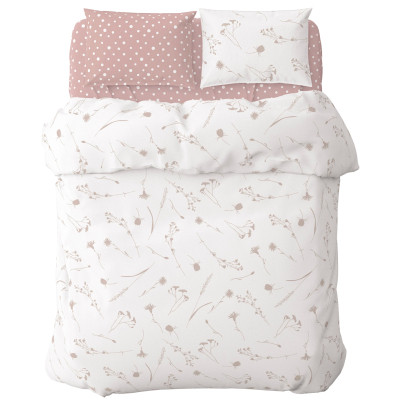 Постельное белье Home Line Васильки/горох розово-лиловый на белом, бязь, полуторный (178709) Винница - изображение 1