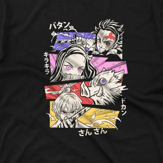 Футболка для подростка мальчика с принтом Клинок, рассекающий демонов Команда 3 Размер 160 Anime10441 Днепр