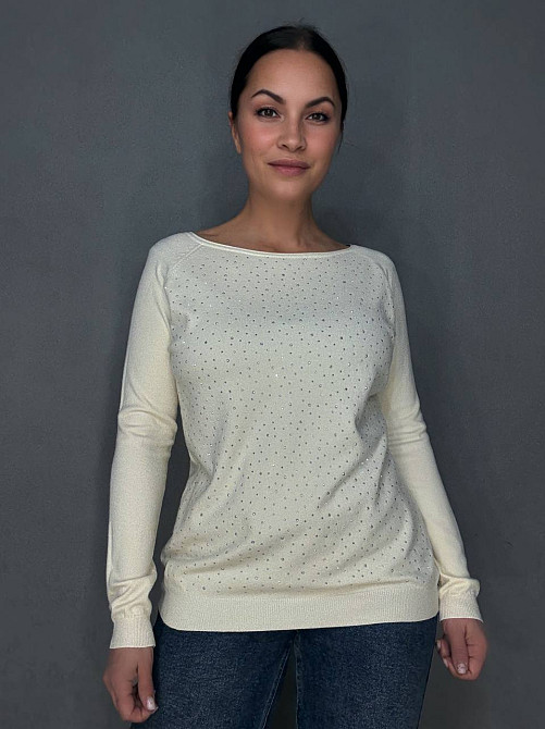 Джемпер жіночий ACCORDDREAM 9067 тонкий светр розсип камінців, молочний, one size Київ - фото 19