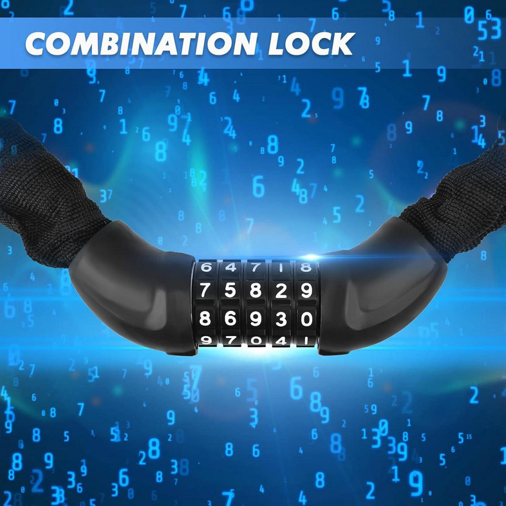 Цепной велосипедный замок Iregro с кодом 90 см, стальной, кодовый замок для электросамоката, мотоцикла, байка Киев - изображение 2