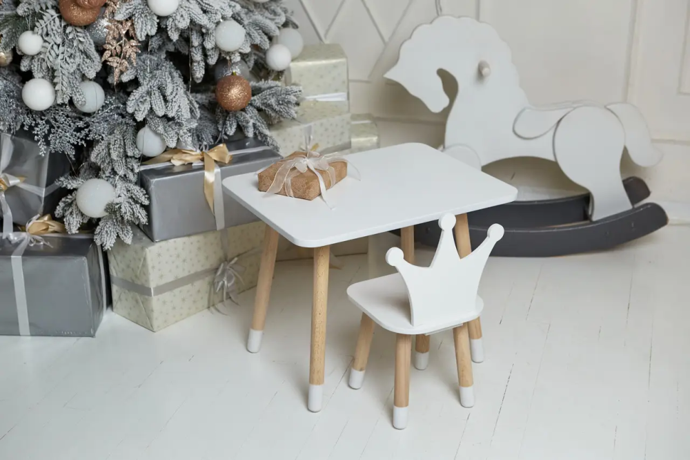 Дитячий прямокутний столик (Білий) та стільчик Корона (Біла) Київ - фото 6