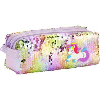 Пенал Cool For School 2 відділення з паєтками та аплікацією Блакитний (CF6615-blue) Вінниця