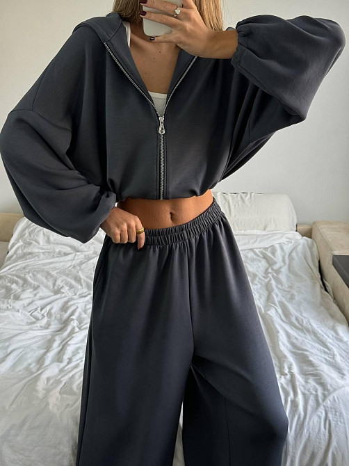 Жіночий трендовий костюм з турецького трикотажу oysho Графіт Одеса - фото 7