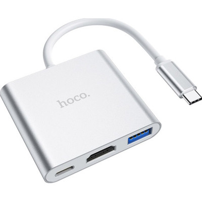 Концентратор HOCO USB-C to USB3.0+HDMI+PD HB14 Silver (6931474725790) Винница - изображение 3