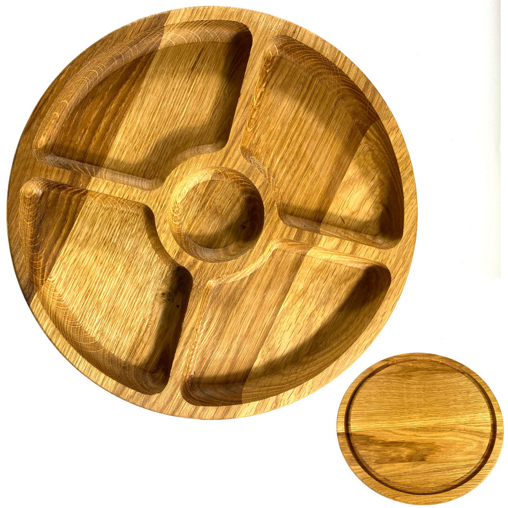 Деревянная тарелка из натурального дерева диаметр 30 см, высота 2 см, тарелка для закусок Каменец-Подольский - изображение 1