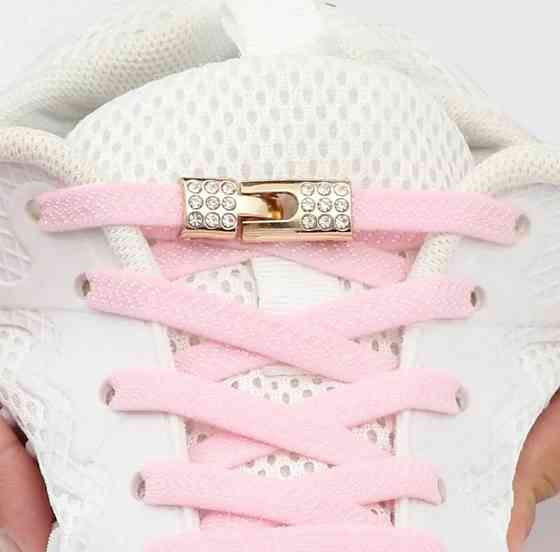 Шнурки эластичные без завязок с металлической застежкой со стразами Смела