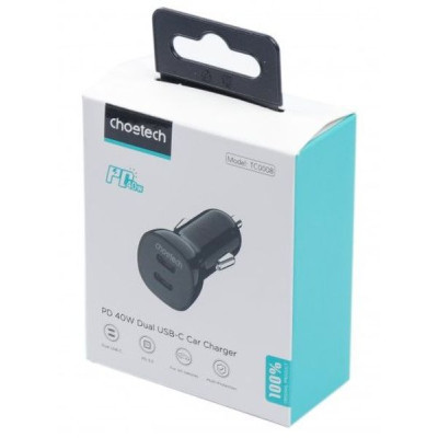 Зарядний пристрій Choetech car 2хUSB-C 40W PD black (TC0008-BK) Вінниця - фото 3