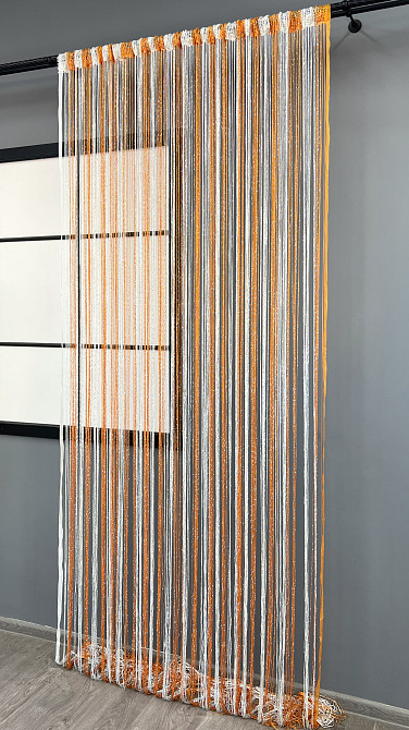 Штори-нитки з люрексом Білий з помаранчевим 300х300см 1 шт (61-128) Київ - фото 4