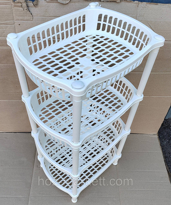 Пластиковая полочка на 4 яруса белая Харьков - изображение 3