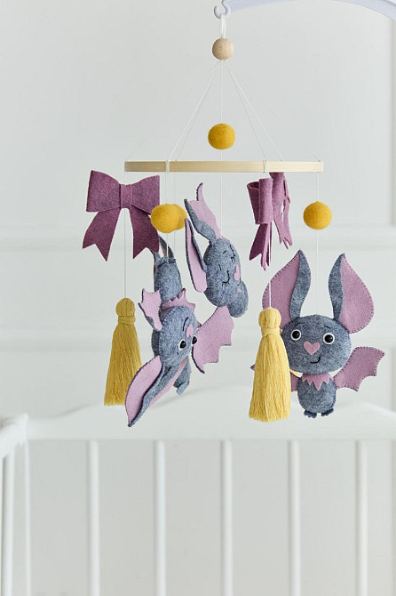Дитячий музичний мобіль на ліжечко для немовлят WoollyFox "Милі Кажани" на 35 мелодій Київ - фото 2