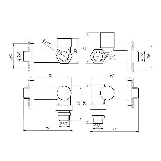 Кран кутовий під ТЕН Solomon 1/2"х1/2", білий, 2шт. Київ