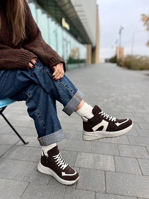 Arcoboletto Кроссовки женские Arcoboletto коричневые зимние кожа+замша размер 37-41 (5669) Коломыя - изображение 2