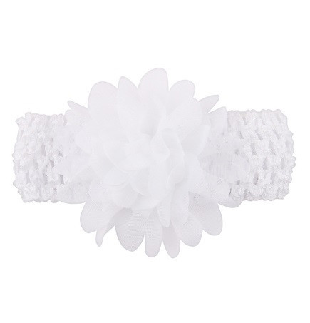 Детская белая повязка на голову - окружность головы приблизительно 26-50см, диаметр цветка 8см Киев - изображение 1