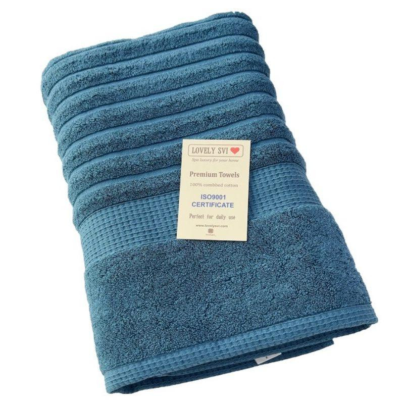 Полотенце банное Lovely Svi хлопок жаккардовое в подарочном пакете - 70 х 140 см Oxford Stripe Синий Киев - изображение 1