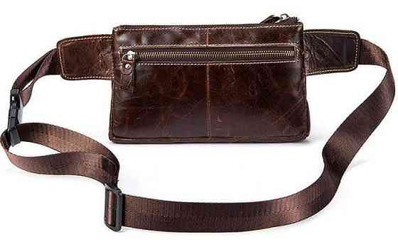 Поясная сумка гладкая Vintage 14738 Коричневая Киев