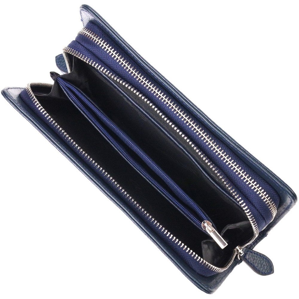 Відмінна чоловіча барсетка на два відділення з натуральної зернистої шкіри Синя (CANPELLINI) Київ - фото 2