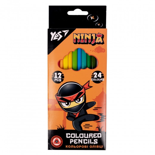 Олівці кольорові 12/24 кол. "Yes" Ninja двосторонні тригранні, 290707, шт Київ - фото 1
