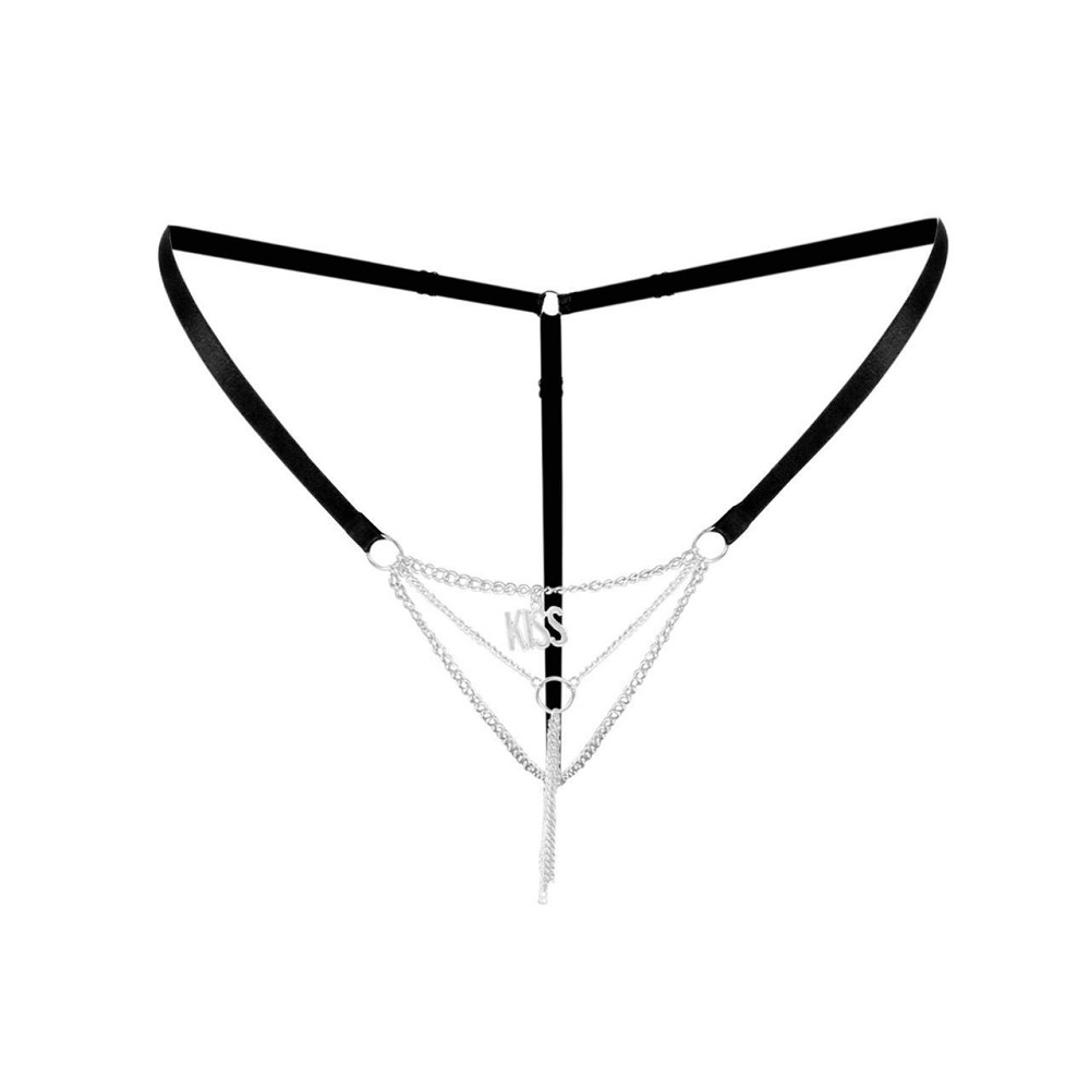 Сексуальні трусики з ланцюжком та підвіскою Art of Sex - KISS panties L-2XL, колір чорний Sex Aura Київ - фото 3