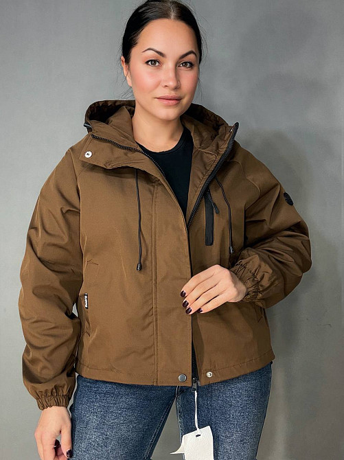 Куртка женская YZY 30128 ветровка оверсайз с капюшоном на подкладке one size, коричневый, one size Киев - изображение 9