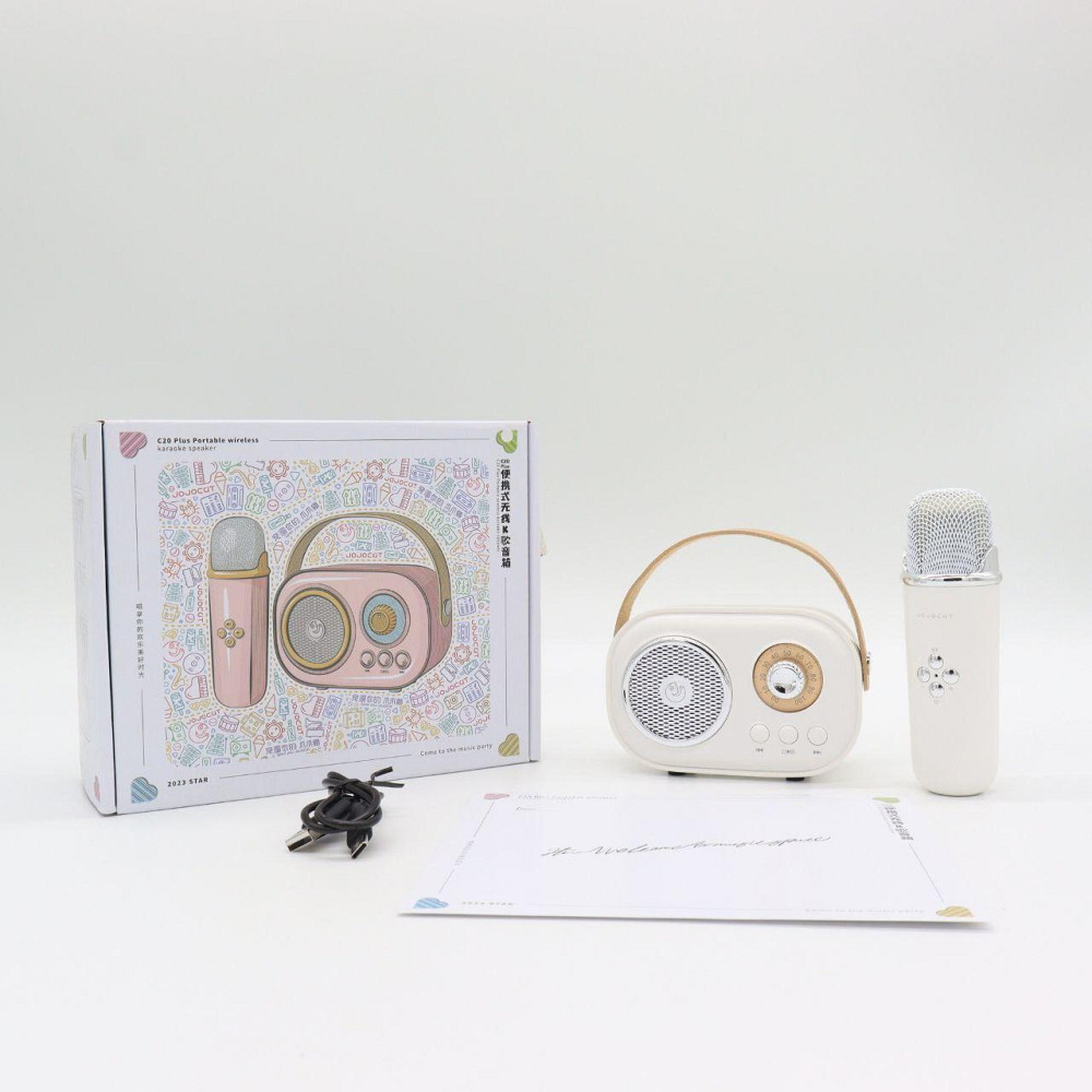 Колонка для караоке з мікрофоном на акумуляторі, Білий / Блютуз колонка з мікрофоном / Караоке колонка Київ - фото 10