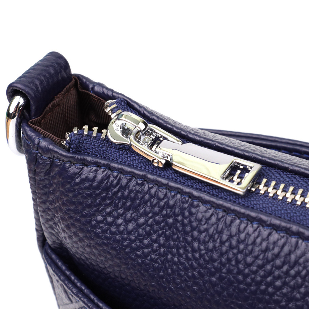 Елегантна сумка жіноча з натуральної шкіри з двома ремінцями Vintage 22928 Синій Київ - фото 5