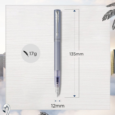 Ручка пір'яна Parker VECTOR 17 XL Metallic Silver Blue CT FP M (06 112) Вінниця - фото 5
