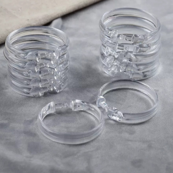 Прозорі кільця для кріплення душової шторки до карнизу Bathlux, пластикові, 12 штук в упаковці Кам'янець-Подільський