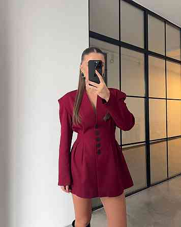 Женское стильное мини платье-жакет турецкая костюмка Бордо, 42/44 Одесса