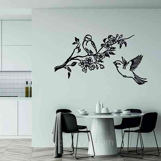 Декоративное настенное Панно «Птички», Декор на стену 70*38 см, Черный Киев