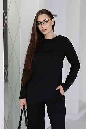 Жіночий костюм з асиметричним лонгслівом "Travel" |  Норма та батал Чорний, 54-56 Київ