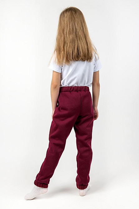 Штани зріст 110 см, теплі штани з начосом спортивні дитячі та підліткові, бордові, топ Крохатушка одяг Київ - фото 4