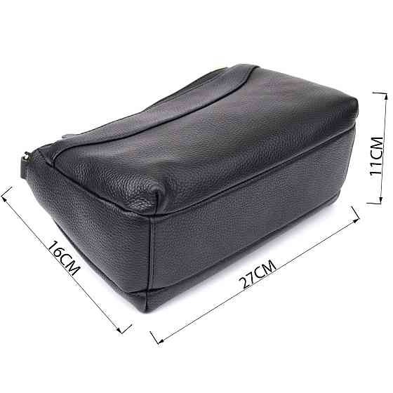 Классическая женская сумка с жестким дном из натуральной кожи Vintage 22987 Черный Киев