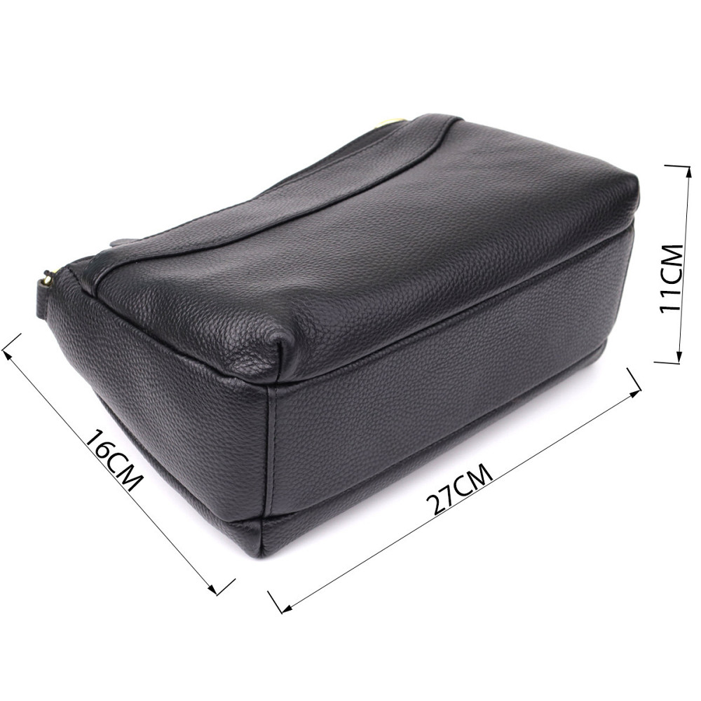 Класична жіноча сумка з жорстким дном із натуральної шкіри Vintage 22987 Чорний Київ - фото 3