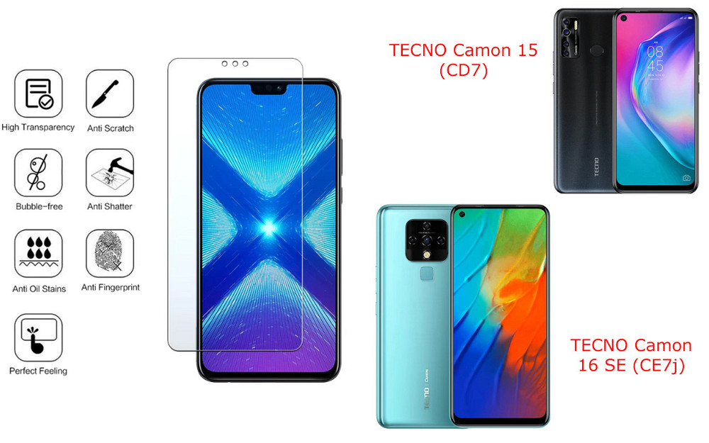 Защитное стекло NeoGlass для TECNO Camon 15 (CD7), 16 SE (CE7j) – ультрапрозрачное и устойчивое Киев - изображение 4