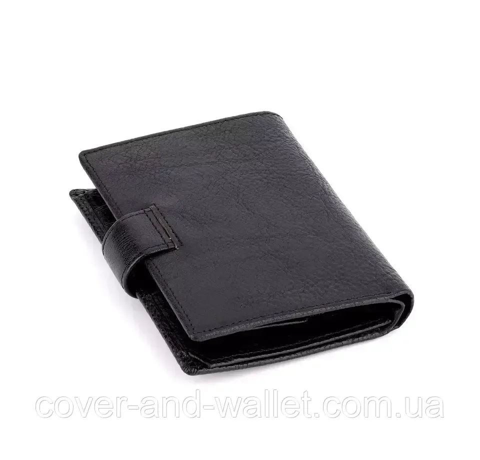 Небольшое мужское портмоне вертикального типа из натуральной черной кожи Marco Coverna MC 010-894 Киев - изображение 5