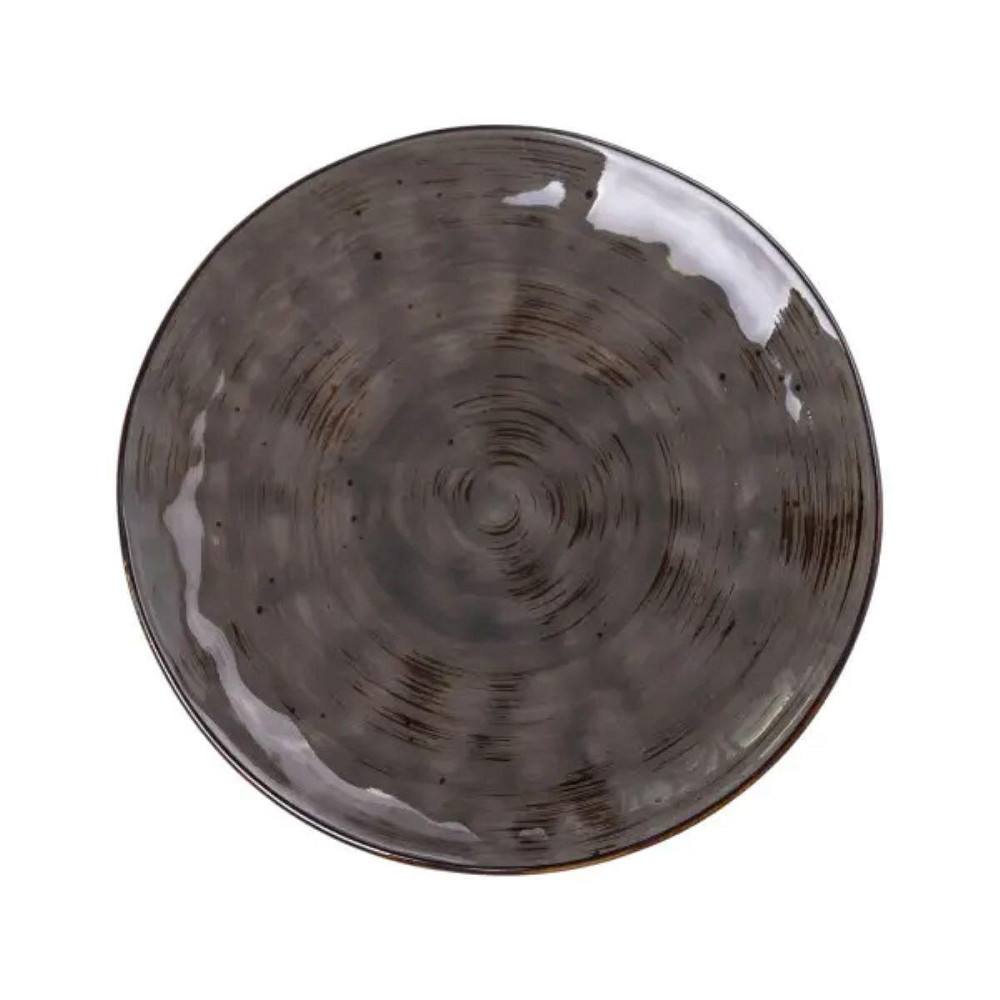 Тарілка сервірувальна кругла порцелянова 22 см коричнева HP23394 Київ - фото 1