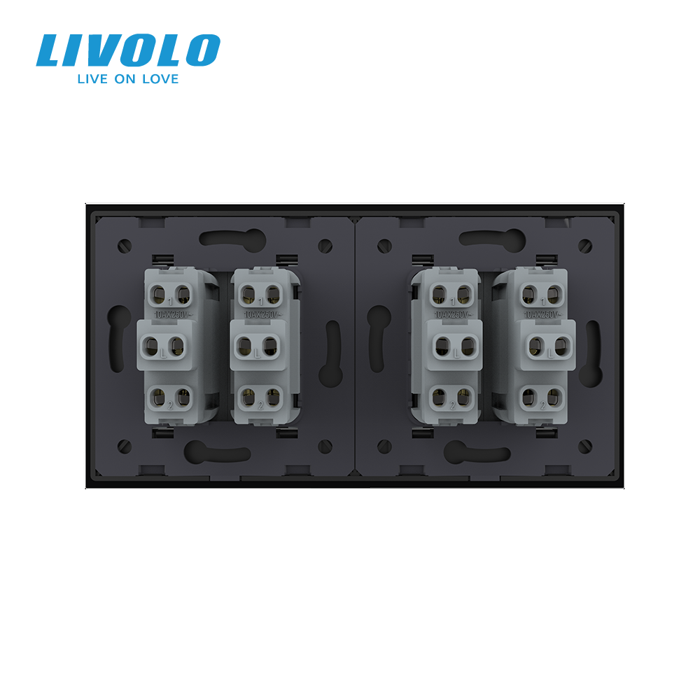LIVOLO Чотирьохклавішний вимикач (2-2) Livolo чорний скло (VL-C7K2K2-12) Коломия - фото 4