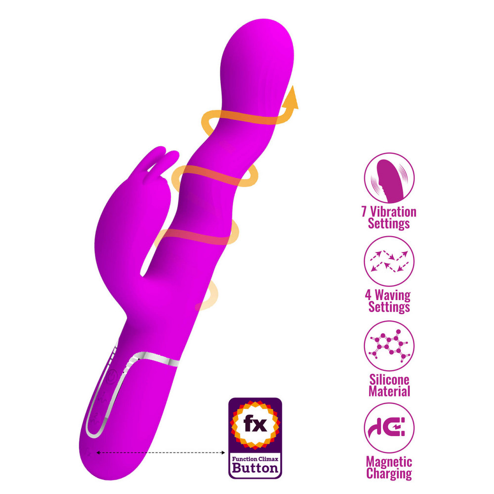 Вибратор-кролик PRETTY LOVE Laursen Purple, силикон, фиолетовый, 7 режимов вибрации и 4 волны Sex Aura Киев - изображение 7