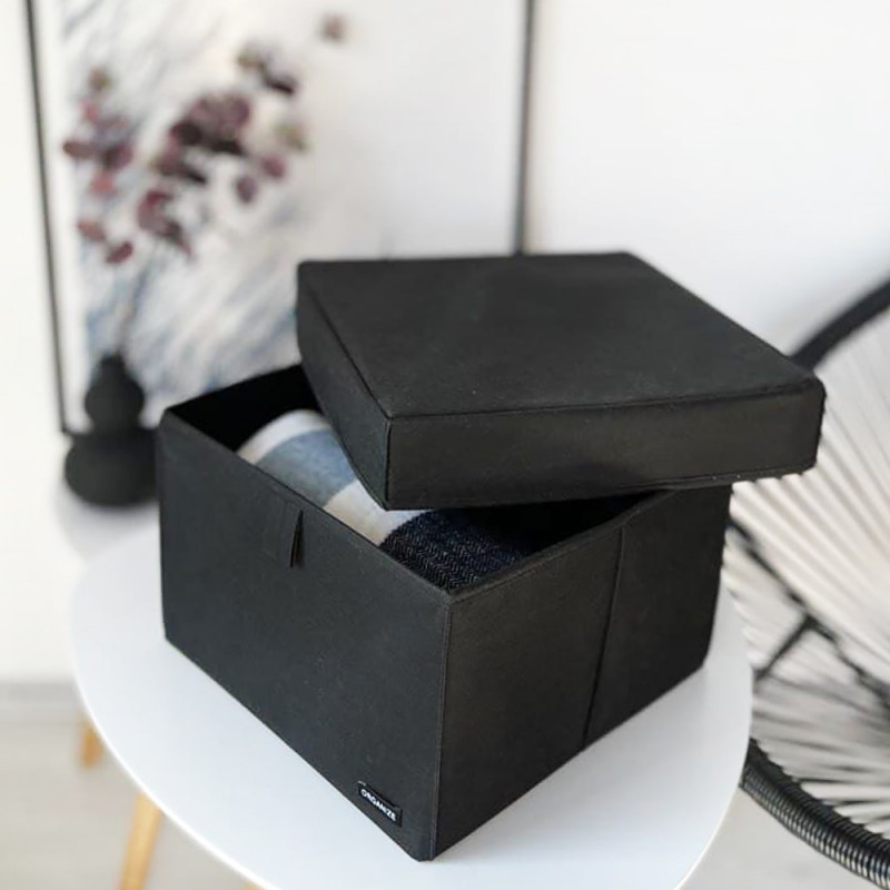 Ящик-органайзер у шафу для зберігання речей з кришкою (Чорний) Суми - фото 1