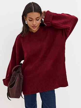 Женский базовый оверсайз свитер машинная вязка Бордо Одесса