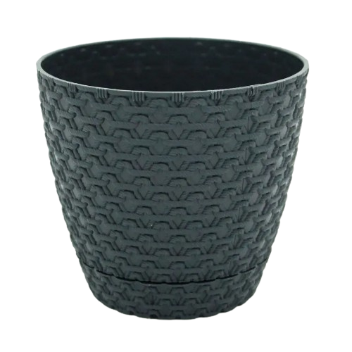 Вазон Плетіння 3л антрацит ELIF Житомир - фото 1