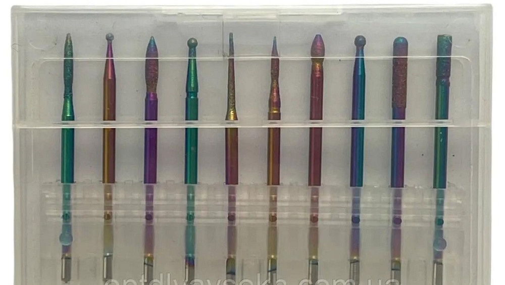 Набір кольорових-алмазних насадок для фрезера, 10 шт. Київ - фото 1