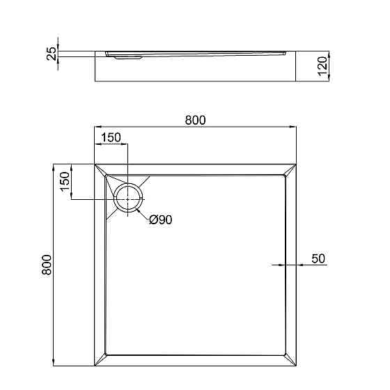Душовий піддон Qtap Tern 308812C 80x80x12 см + сифон Київ