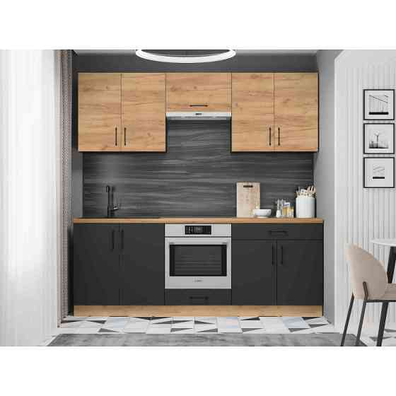 Кухня модульна Эверест Оптима набор №8 Дуб крафт золотой+Антрацит 2,2 м (без столешницы) (DTM-5721) Львов