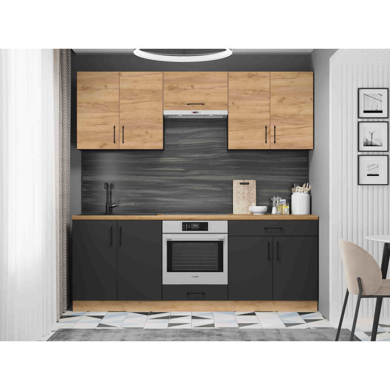 Кухня модульна Эверест Оптима набор №8 Дуб крафт золотой+Антрацит 2,2 м (без столешницы) (DTM-5721) Львов - изображение 1