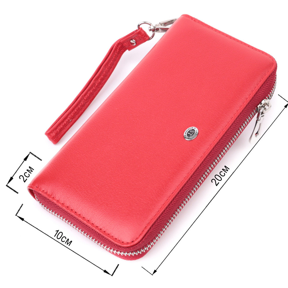 Стильный кошелек-клатч для женщин на одно отделение из натуральной кожи ST Leather 22561 Красный Киев - изображение 8