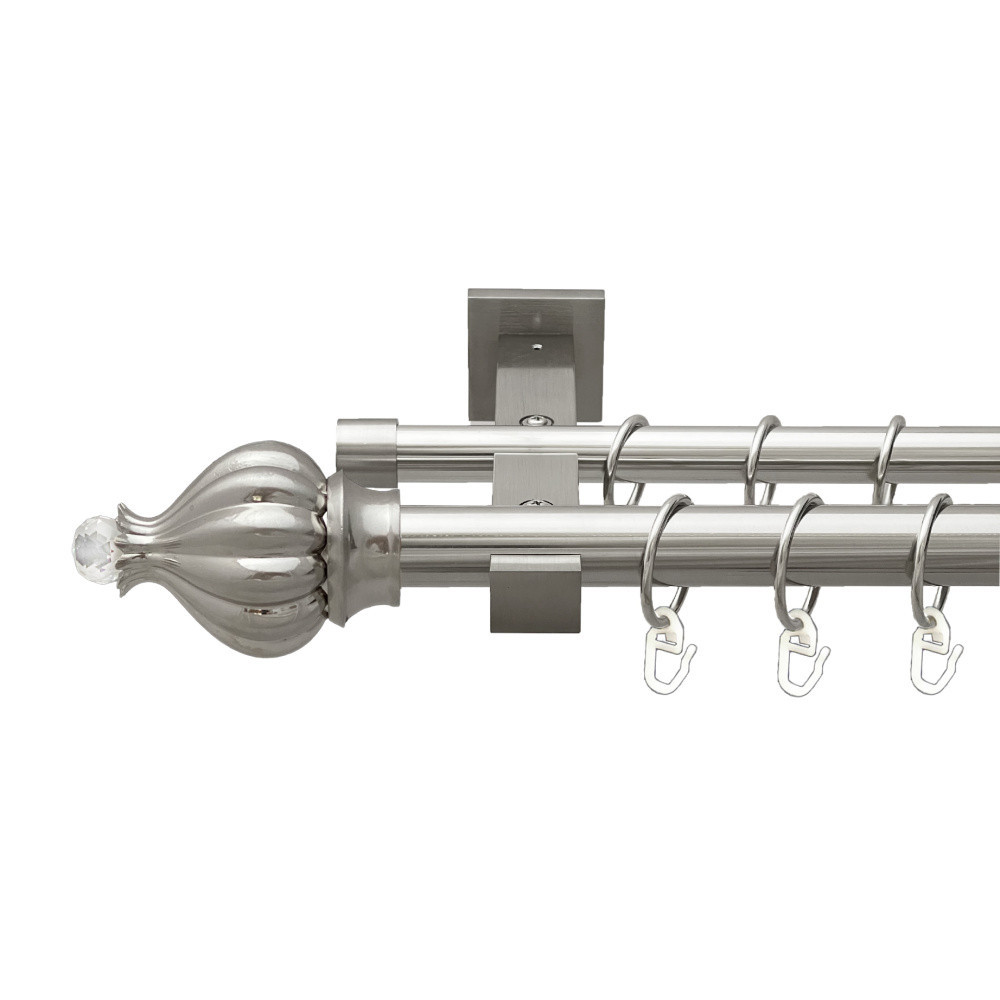 Карниз Orvit Таджа-Кристал металевий дворядний техно гладка труба кільце металеве Нержавіюча Сталь 25\19 мм 200 см (00-00026578) Львів - фото 1