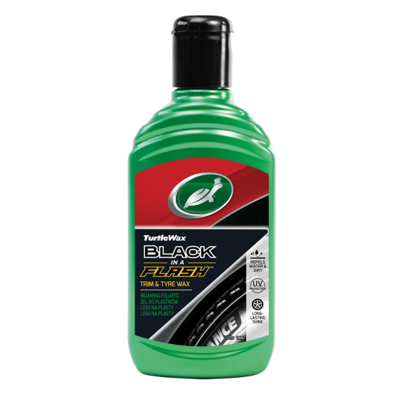 TURTLE WAX 52855 — Поліроль-реставратор для зовнішнього пластику та шин Black in a Flash 300 мл | Чорний колір, блиск та швидкий д Ковель
